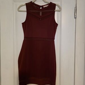 Just Me Deep Red Sleeveless Mini Dress
